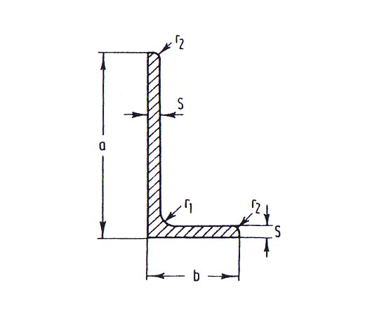 Profil nerovnoramenný L z konštrukčnej ocele valcovanej za tepla, DIN 1029, L 100x75x9